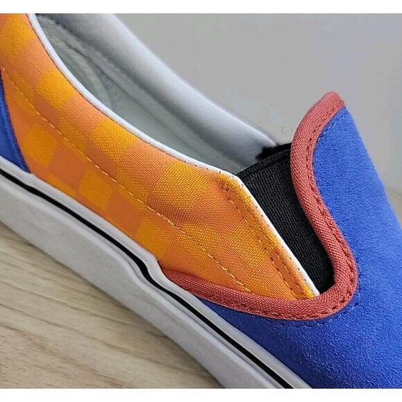 VANS Mix & Match Classic Slip-On Blue Suede Grape VANS Orange Check M 8/W 9.5 - Picture 10 of 14